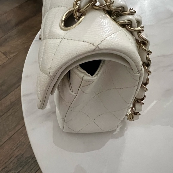 White Chanel Small Classic Flap with Gold Hardware - Picture 10 of 11